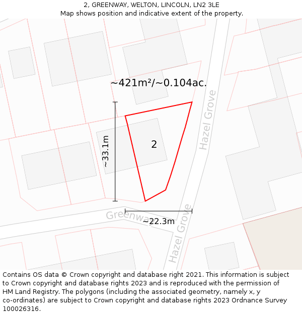 2, GREENWAY, WELTON, LINCOLN, LN2 3LE: Plot and title map