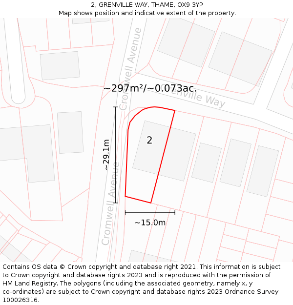 2, GRENVILLE WAY, THAME, OX9 3YP: Plot and title map