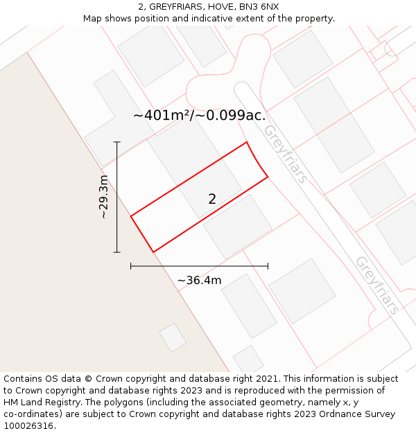 2, GREYFRIARS, HOVE, BN3 6NX: Plot and title map