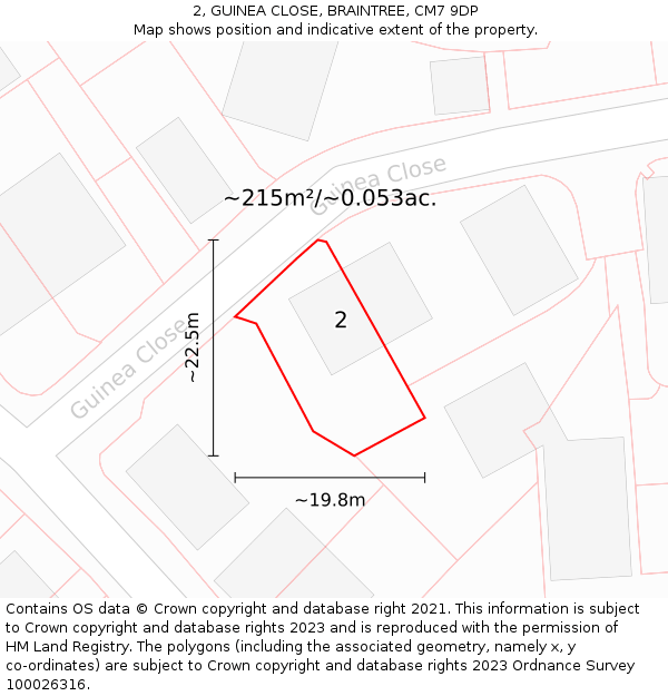 2, GUINEA CLOSE, BRAINTREE, CM7 9DP: Plot and title map