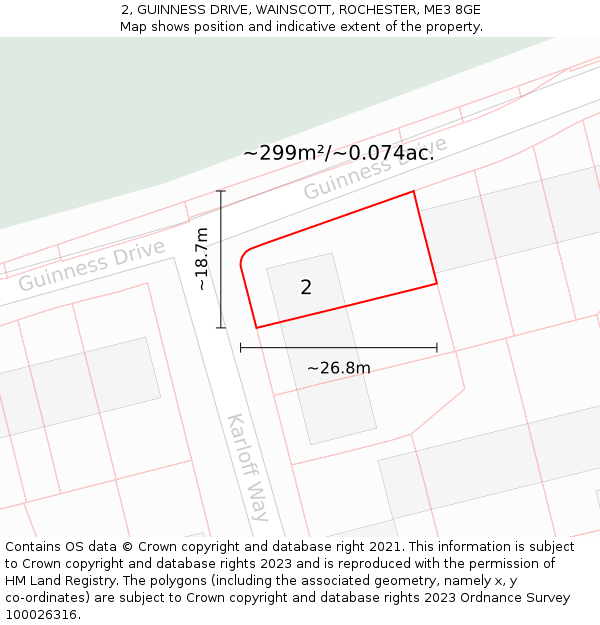 2, GUINNESS DRIVE, WAINSCOTT, ROCHESTER, ME3 8GE: Plot and title map