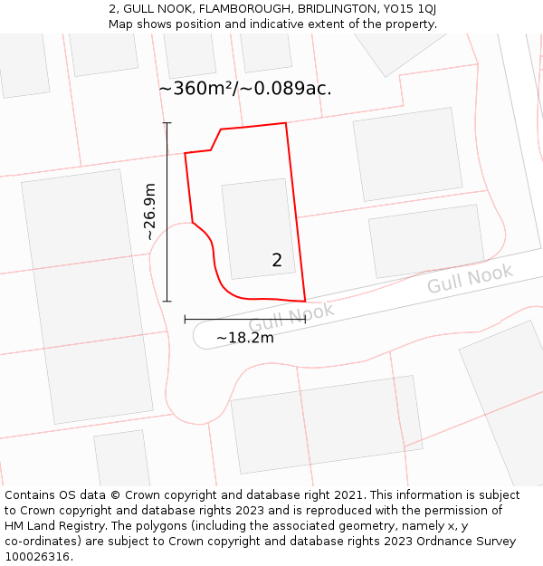 2, GULL NOOK, FLAMBOROUGH, BRIDLINGTON, YO15 1QJ: Plot and title map
