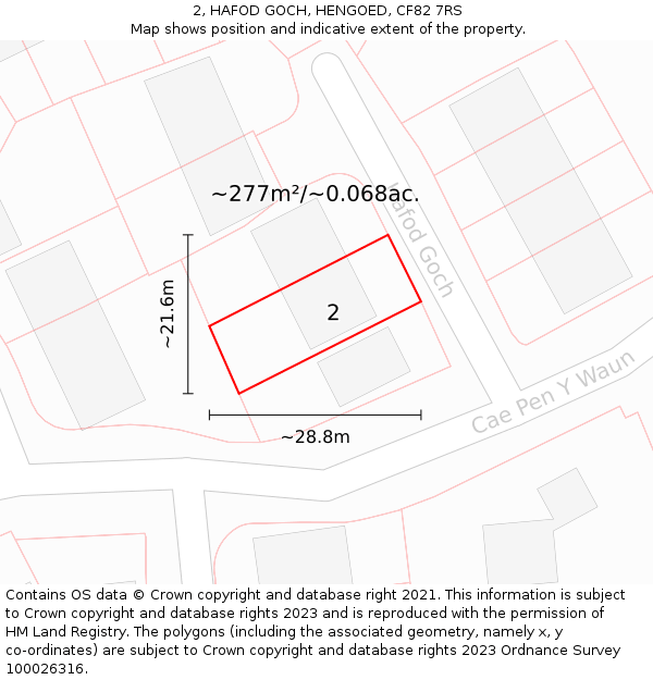 2, HAFOD GOCH, HENGOED, CF82 7RS: Plot and title map