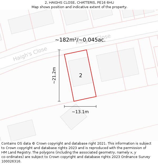 2, HAIGHS CLOSE, CHATTERIS, PE16 6HU: Plot and title map