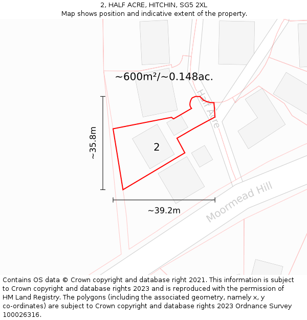 2, HALF ACRE, HITCHIN, SG5 2XL: Plot and title map