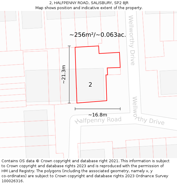 2, HALFPENNY ROAD, SALISBURY, SP2 8JR: Plot and title map
