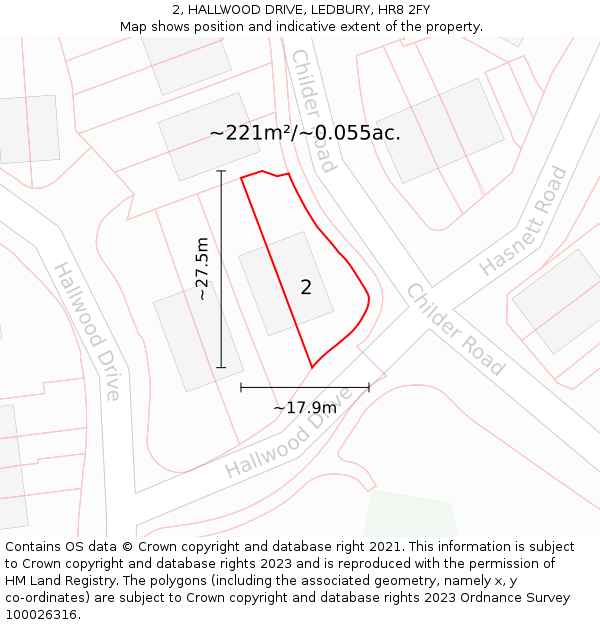 2, HALLWOOD DRIVE, LEDBURY, HR8 2FY: Plot and title map