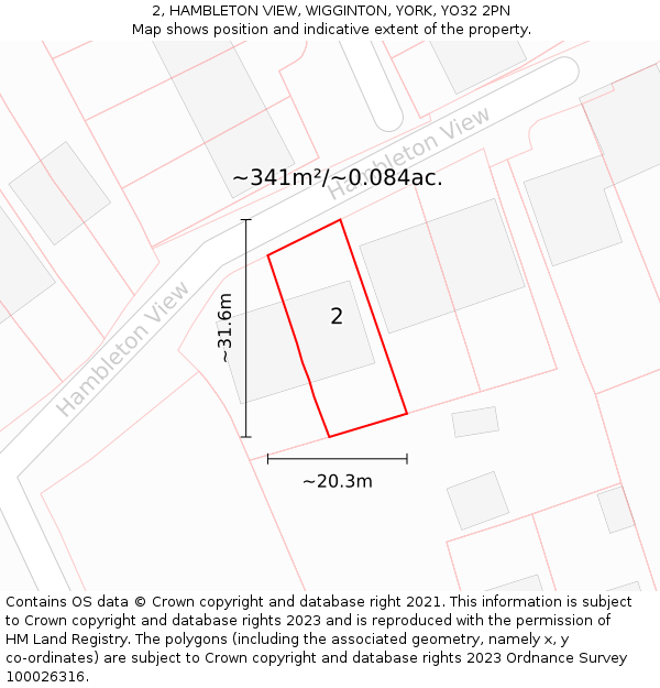 2, HAMBLETON VIEW, WIGGINTON, YORK, YO32 2PN: Plot and title map