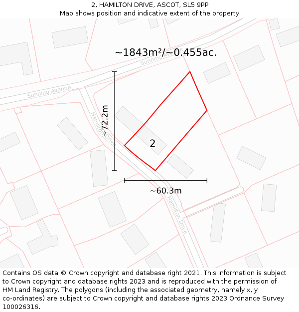 2, HAMILTON DRIVE, ASCOT, SL5 9PP: Plot and title map