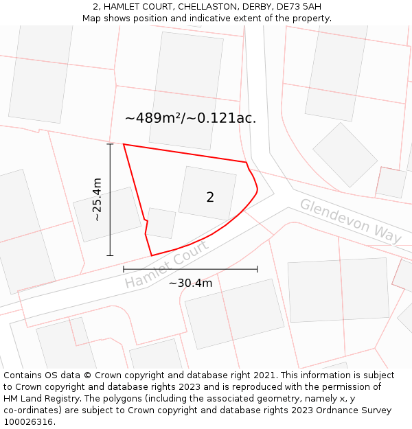 2, HAMLET COURT, CHELLASTON, DERBY, DE73 5AH: Plot and title map