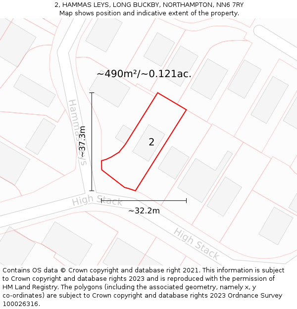 2, HAMMAS LEYS, LONG BUCKBY, NORTHAMPTON, NN6 7RY: Plot and title map