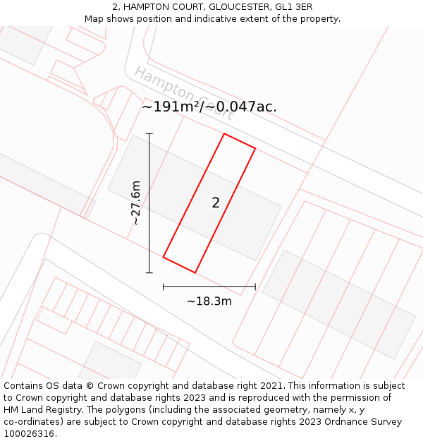2, HAMPTON COURT, GLOUCESTER, GL1 3ER: Plot and title map