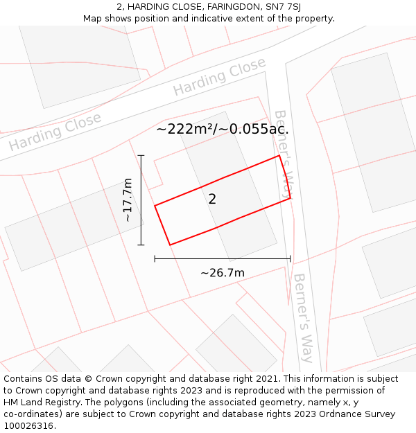 2, HARDING CLOSE, FARINGDON, SN7 7SJ: Plot and title map