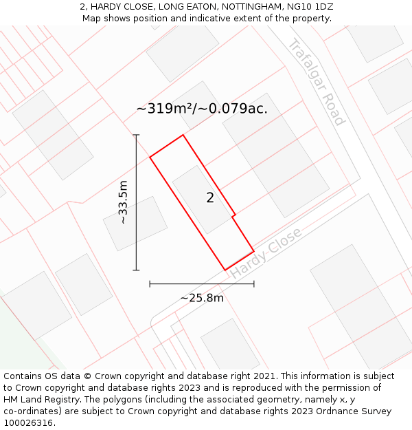 2, HARDY CLOSE, LONG EATON, NOTTINGHAM, NG10 1DZ: Plot and title map