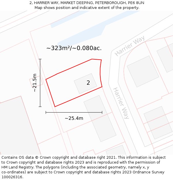 2, HARRIER WAY, MARKET DEEPING, PETERBOROUGH, PE6 8UN: Plot and title map