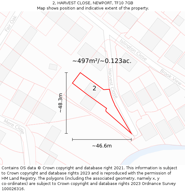 2, HARVEST CLOSE, NEWPORT, TF10 7GB: Plot and title map
