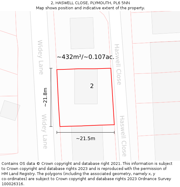 2, HASWELL CLOSE, PLYMOUTH, PL6 5NN: Plot and title map