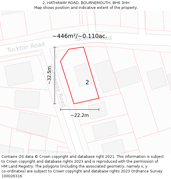 2, HATHAWAY ROAD, BOURNEMOUTH, BH6 3HH: Plot and title map