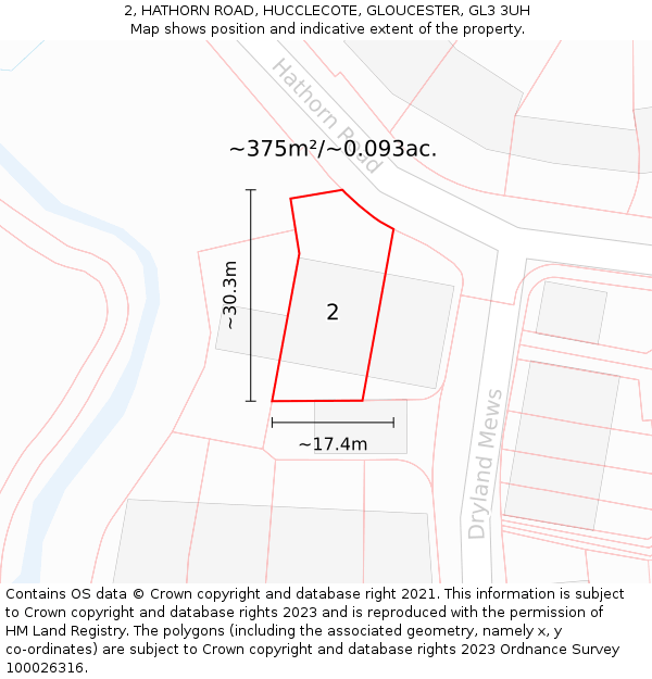 2, HATHORN ROAD, HUCCLECOTE, GLOUCESTER, GL3 3UH: Plot and title map