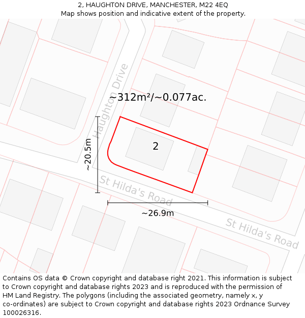 2, HAUGHTON DRIVE, MANCHESTER, M22 4EQ: Plot and title map