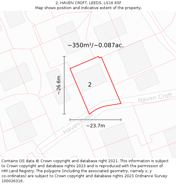 2, HAVEN CROFT, LEEDS, LS16 6SF: Plot and title map