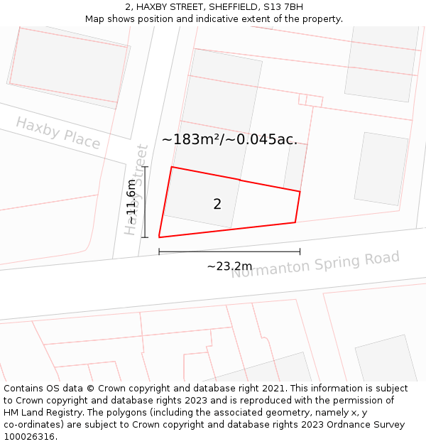 2, HAXBY STREET, SHEFFIELD, S13 7BH: Plot and title map