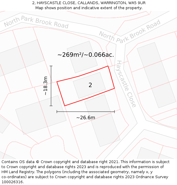 2, HAYSCASTLE CLOSE, CALLANDS, WARRINGTON, WA5 9UR: Plot and title map