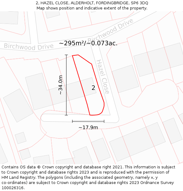 2, HAZEL CLOSE, ALDERHOLT, FORDINGBRIDGE, SP6 3DQ: Plot and title map