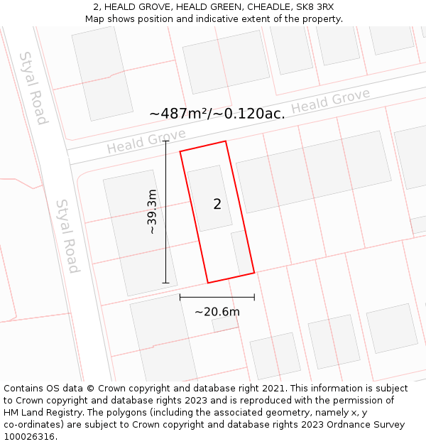 2, HEALD GROVE, HEALD GREEN, CHEADLE, SK8 3RX: Plot and title map