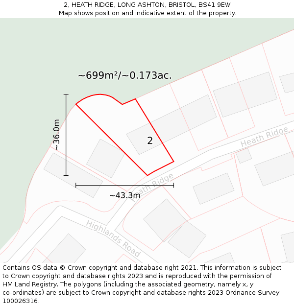 2, HEATH RIDGE, LONG ASHTON, BRISTOL, BS41 9EW: Plot and title map