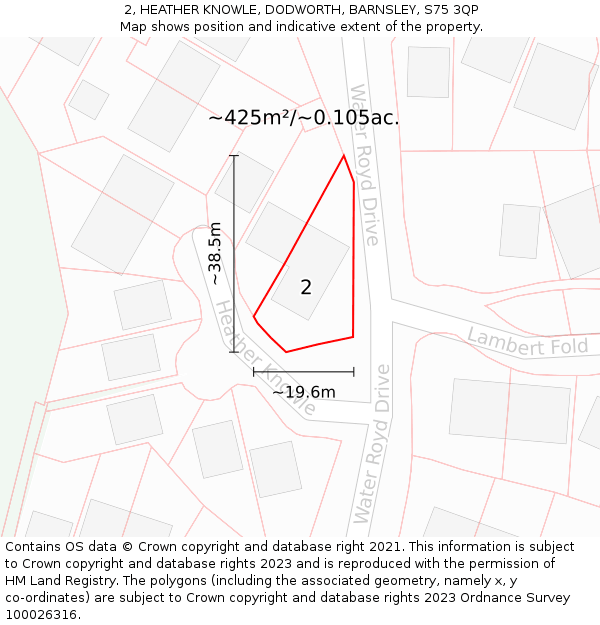 2, HEATHER KNOWLE, DODWORTH, BARNSLEY, S75 3QP: Plot and title map