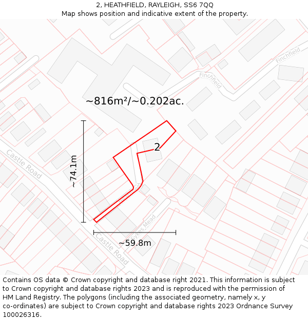 2, HEATHFIELD, RAYLEIGH, SS6 7QQ: Plot and title map