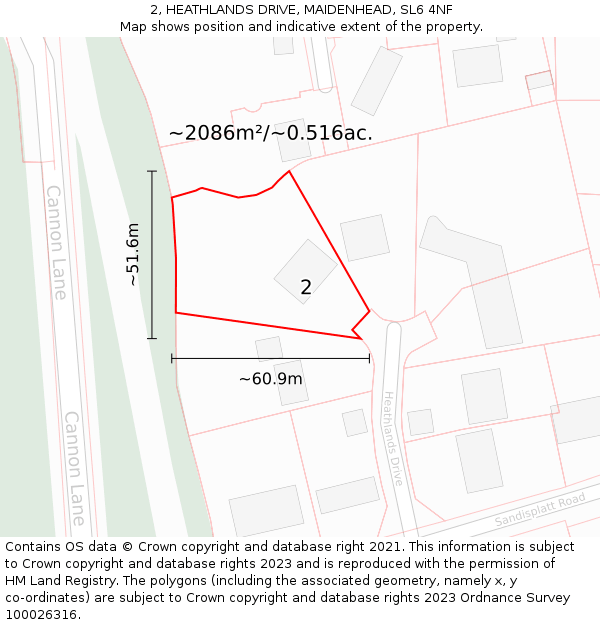 2, HEATHLANDS DRIVE, MAIDENHEAD, SL6 4NF: Plot and title map