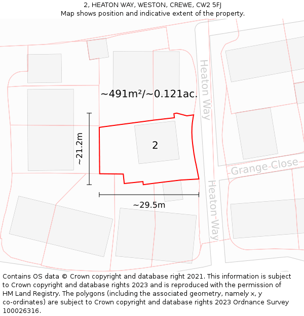 2, HEATON WAY, WESTON, CREWE, CW2 5FJ: Plot and title map