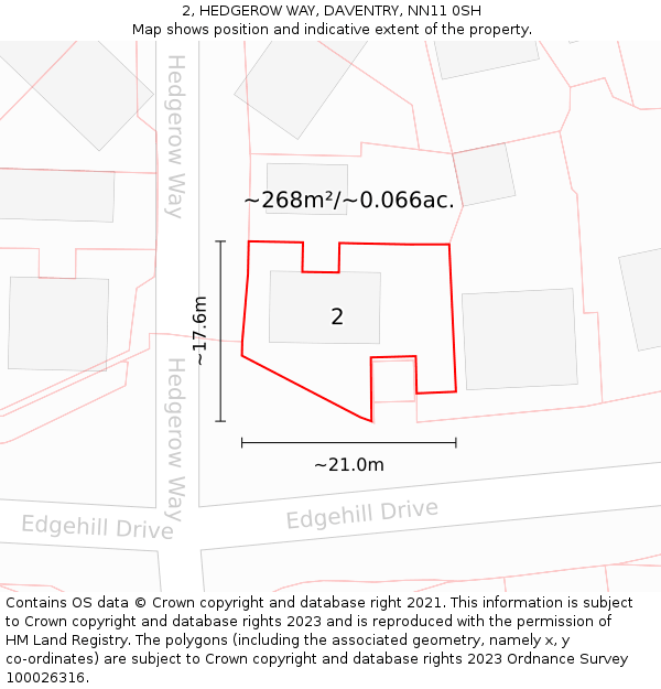 2, HEDGEROW WAY, DAVENTRY, NN11 0SH: Plot and title map