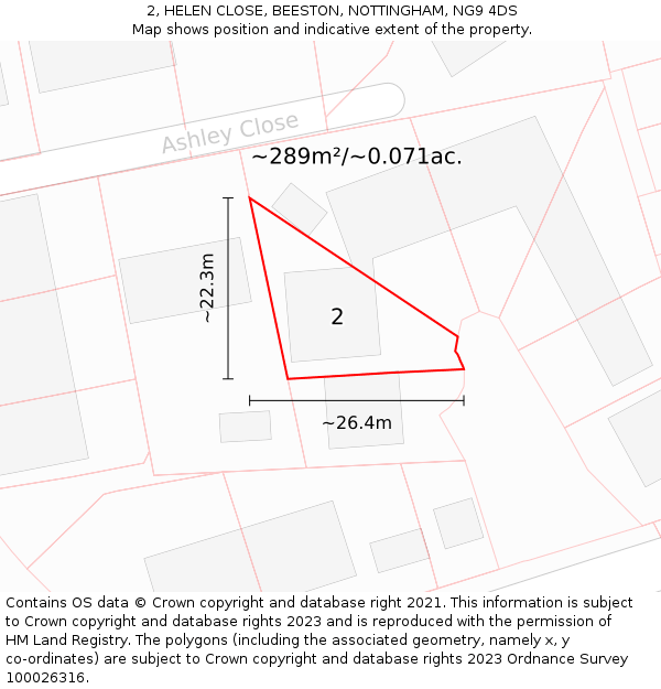 2, HELEN CLOSE, BEESTON, NOTTINGHAM, NG9 4DS: Plot and title map