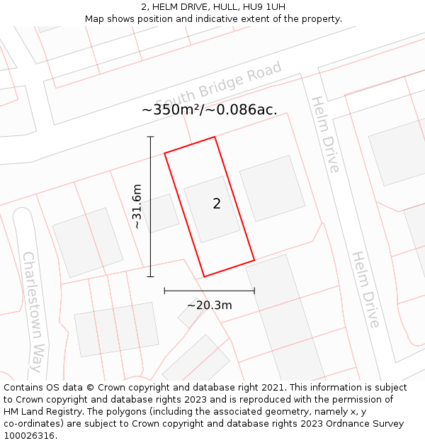 2, HELM DRIVE, HULL, HU9 1UH: Plot and title map