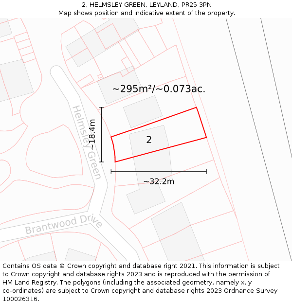 2, HELMSLEY GREEN, LEYLAND, PR25 3PN: Plot and title map