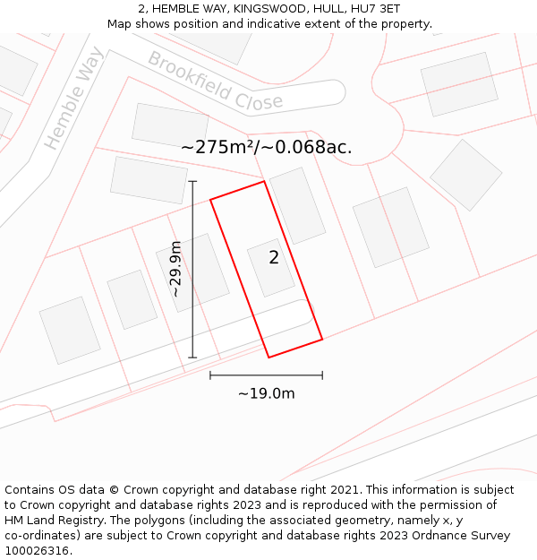 2, HEMBLE WAY, KINGSWOOD, HULL, HU7 3ET: Plot and title map