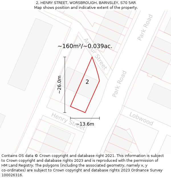 2, HENRY STREET, WORSBROUGH, BARNSLEY, S70 5AR: Plot and title map