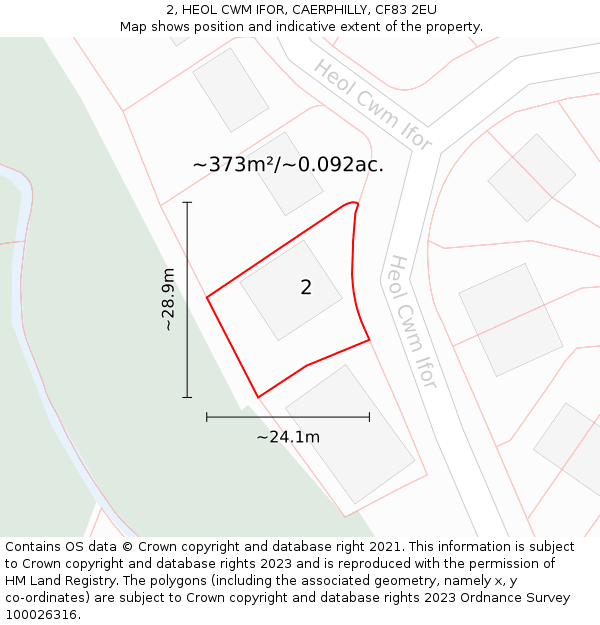 2, HEOL CWM IFOR, CAERPHILLY, CF83 2EU: Plot and title map