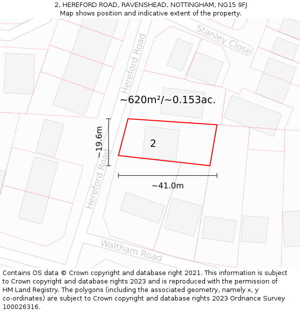 2, HEREFORD ROAD, RAVENSHEAD, NOTTINGHAM, NG15 9FJ: Plot and title map