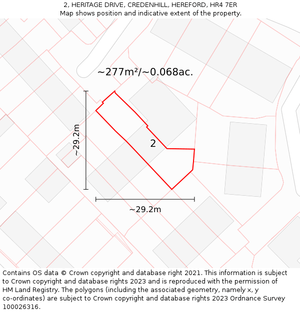 2, HERITAGE DRIVE, CREDENHILL, HEREFORD, HR4 7ER: Plot and title map
