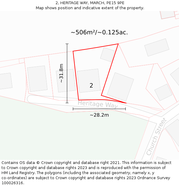 2, HERITAGE WAY, MARCH, PE15 9PE: Plot and title map