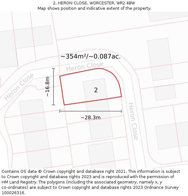 2, HERON CLOSE, WORCESTER, WR2 4BW: Plot and title map