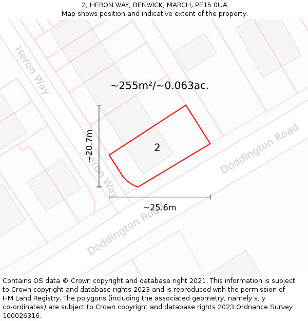 2, HERON WAY, BENWICK, MARCH, PE15 0UA: Plot and title map