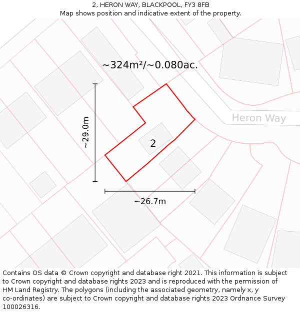 2, HERON WAY, BLACKPOOL, FY3 8FB: Plot and title map