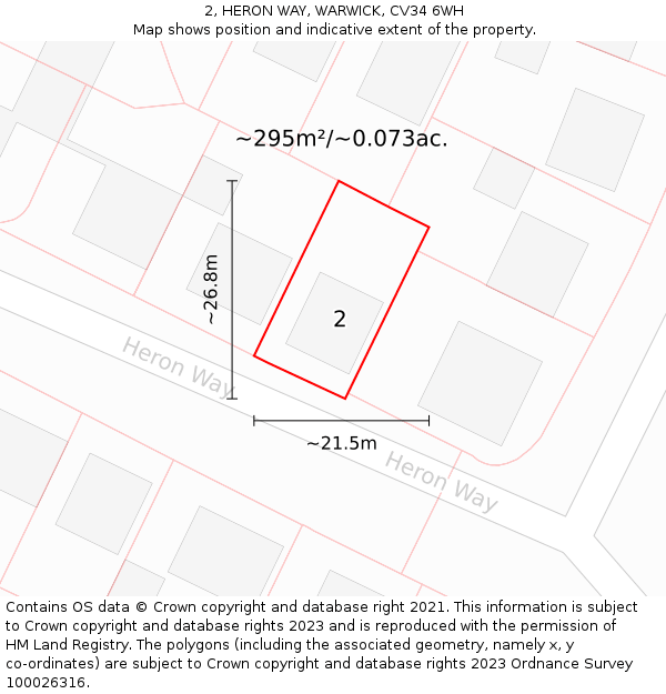 2, HERON WAY, WARWICK, CV34 6WH: Plot and title map