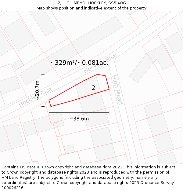2, HIGH MEAD, HOCKLEY, SS5 4QG: Plot and title map