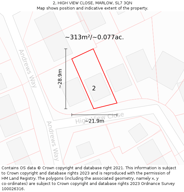 2, HIGH VIEW CLOSE, MARLOW, SL7 3QN: Plot and title map